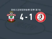 南安普顿4-1大胜布里斯托尔城,拉林两球,阿扎兹2传1射