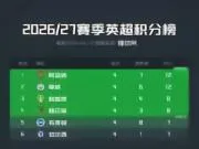 英超积分榜:阿森纳、曼城领跑,利兹联、赫尔城位居前四