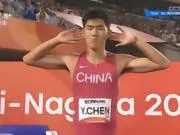 陈圆将以13秒15夺得亚运男子110米栏冠军，刘俊茜摔倒