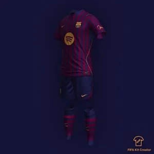 FH:巴萨2027-28赛季主场球衣3D效果展示。